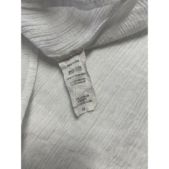 Lily White embroidered V Neck Top Sheer Long Sleeve Of White Trim Sz Xs - Picture 4 of 12